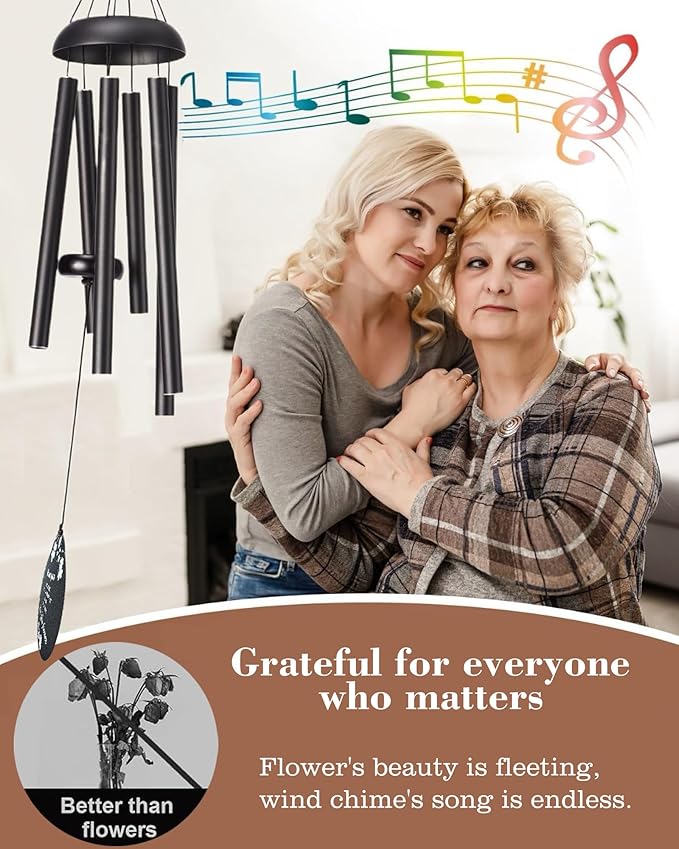 Thank You Gifts for Women Men, 37" Wind Chimes Outdoor Large for Deep Tone, Appreciation Gifts with 2pc Wind Catchers for Mother's Day Employee Coworkers Colleague Teachers Nurses for Family Friends