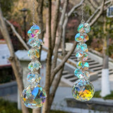suncatchers Crystals for Windows, 40mm auraro Suncatcher Balls with AB Chandelier Beads Silver Chain, Hanging Crystals for Windows, Ceiling,Wedding, Party,MOM Daughter Gift(2 pcs)