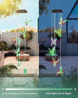 DOUBLEZHE Solar Wind Chimes for Outside, Color Changing Hummingbird Wind Chime Outdoor Clearance, Birthday Gifts for Mom Women Grandma Wife Girls, Unique Decor Colorful Patio Yard Party Decoration