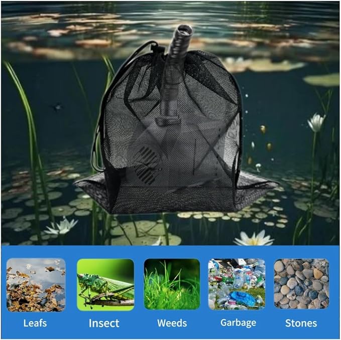2 Pcs 11.8" x 15.7" Pond Pump Cover, Pond Pump Filter Bag, Black Media Bag Large Pump Mesh Bag for Outdoor Water Ponds Filters, Water Filter Pump, Outdoor Ponds, Garden, Swimming Pool (2 Pack)