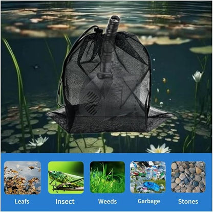 2 Pcs 17.7" x 17.7" Pond Pump Cover, Pond Pump Filter Bag, Black Media Bag Large Pump Mesh Bag for Outdoor Water Ponds Filters, Water Filter Pump, Outdoor Ponds, Garden, Swimming Pool (2Pcs)