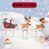 Afirst Christmas Yard Stakes Lighted Up Metal Christmas Outdoor Decorations with Lights Santa Claus On Sleigh Reindeers Lighted Metal Yard Stakes Xmas Garden Stake Lawn Pathway Outdoor Decoration