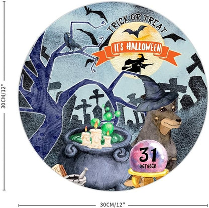 Retro Metal Sign 12"x12",Happy Halloween Scary Night Grave Witch Bats Trick Or Treat Dog Aluminum Tin Metal Sign for Home Living Room Bedroom Garden Farm Patio Decor Wall Art Poster