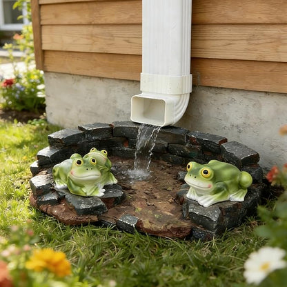 Decorative Frog Statue Splash Block Gutter Downspout Outdoor Garden Decor, Larger Gutter Downspout Statues for Patio,Yard and Lawn Accessory, Stone Resin Rain Concrete Gutter Guardian,14"L x 9.5"W