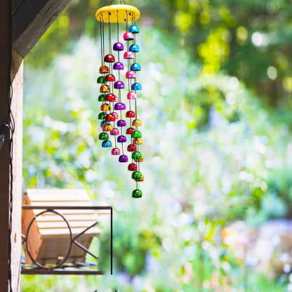 Colorful Copper Wind Chime 30" Handcrafted Metal & Wood Bell Chimes Outdoor Garden Decor for Patio Porch Father Mother’s Day by LITIALLY