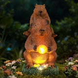 Capybara Solar Garden Statue, Outdoor Capybara Statue with Ball Light, Funny Double Capybara Decor for Women Mom, Capybara Figurine for Yard Garden Patio Lawn Ornaments