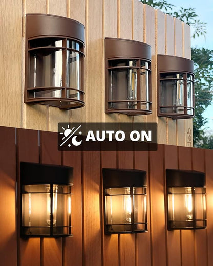 Solar Lights Outdoor, 12 Pack Solar Fence Lights, Waterproof Led Outdoor Solar Lights for Yard Patio Step Deck Stairs Garden Decor, Brown