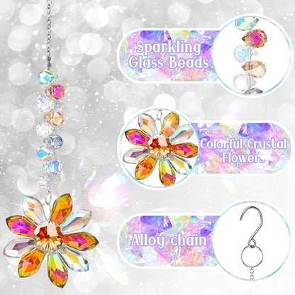 4 PCS Crystal Suncatchers 2PCS Butterfly 2PCS Flower Window Hanging Ornaments Rainbow Maker for Indoor Outdoor Garden Wedding Decor Gifts