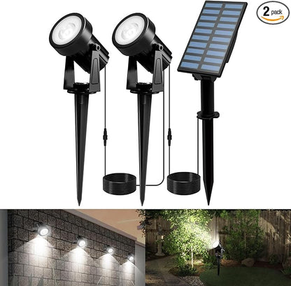 T-SUNUS Christmas Solar Spot Lights Outdoor White 6000K IP65 Waterproof 2-in-1 Landscape Spotlights, 9.8ft Cable Separate Panel Auto Dusk to Dawn for Flag Yard Garden Driveway Pathway Garage Halloween