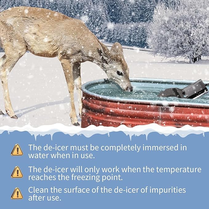 2PCS 250 Watt Bird Bath De-Icer with Thermostat, Cast Aluminum Submersible Chicken Water Heater, Heated Bird Bath, Power Cord 9.8 Ft