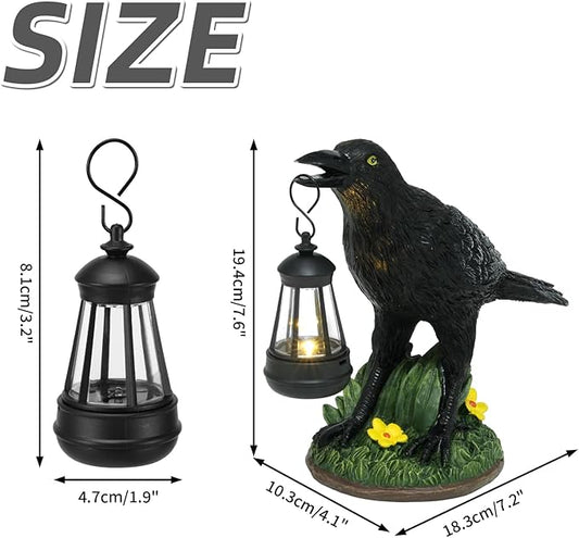 Rempry Solar Garden Crow Statue Decor, Gothic Crow Light for Yard Lawn Patio Outdoor, Unique Birthday Housewarming Halloween Gifts for Mom Family, Friend