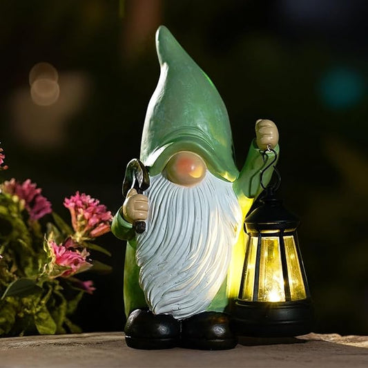 Gnome Statue with Solar Lantern - Gnomes Decorations for Yard Garden Decor - Unique Gifts for Women,Mom