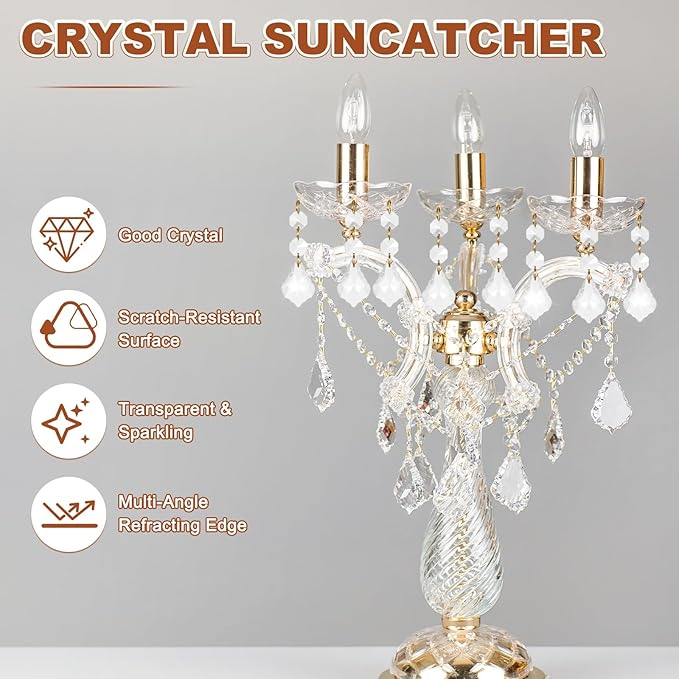 M METERXITY 10PCS Crystal Suncatcher 2 Leaves Prisms Pendants Ornament, 38mm Chandelier Hanging Crystal Sun Catcher Beads for Home Garden Windows Wedding DIY Decoration [White]
