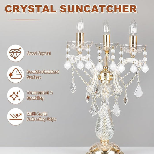 M METERXITY 10PCS Crystal Suncatcher 2 Leaves Prisms Pendants Ornament, 38mm Chandelier Hanging Crystal Sun Catcher Beads for Home Garden Windows Wedding DIY Decoration [White]