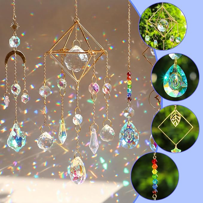 DIY Suncatchers, 400 pcs Sun Catchers Making Supplies Kit Art and Crafts for Adults Prism Hanging Decorative Suncatcher with Crystals Rainbow Maker for Indoor Windows Office Home Decor