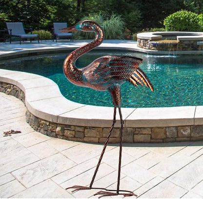 Natelf Garden Crane Statues for Outdoor Standing Patina Heron Decoy Yard Sculptures, Metal Bird Art Ornaments for Patio Lawn Pond Backyard Decorations
