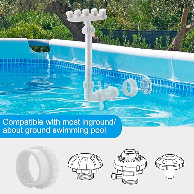 2-Pack Pool Fountain - Single Spray + 5-Nozzle Water Fountains for Above and In-Ground Pools, 360° Adjustable Swimming Spa Accessories Decoration Summer Water Temperatures Cooling.
