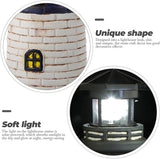 Solar Rotating Lighthouse Outdoor Lantern Garden Decor Resin Street Light - Black