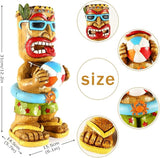 Large Float Tiki Garden Statue,Funny Tiki Decor Figurine with Multi-Color Changing Solar Lights,Hawaiian Tiki Man Outdoor Patio Yard Lawn Bar Party Beach Pool Decoration,Christmas Ornament Gift