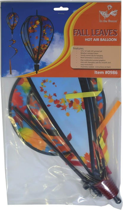In the Breeze 0986 Fall Leaves Spinner Hot Air 6 Panel Spinning Balloon-Outdoor Autumn Decoration,10.5" W x 16" w/ 30" Tail,986