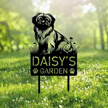 Custom Pekingese Dog Metal Memorial Garden Stake Personalized Pet Grave Marker Name Sign Remembrance Stake Decor Sympathy Dog Loss,Outdoor Statues for Yard Garden Lawn Patio Pathway Grave.