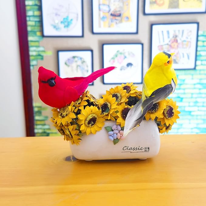 3pcs Artificial Birds Fake Birds Decorative Hanging Ornaments Realistic Birds for Crafts Garden Flower Floral Arrangements and Christmas Decor Yard Patio Wreath Designs