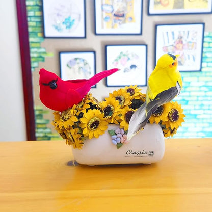3pcs Artificial Birds Fake Birds Decorative Hanging Ornaments Realistic Birds for Crafts Garden Flower Floral Arrangements and Christmas Decor Yard Patio Wreath Designs