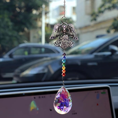 Crystal Sun Catcher for Car, Car Charms for Rear View Mirror,Angel Hanging Ornamentcar Sparkling Crystal Prism Decor, Cars Accessories for Women
