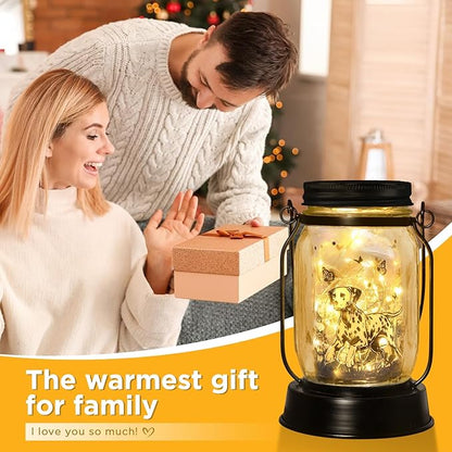 Dalmatian Gifts for Women/Men Dalmatian Solar Lanterns Mom Birthday Spotted Dog Lovers Lantern Pet Loss Firehouse Dog Memorial Lights Solar Garden Decoration for Yard, Patio,Backyard,Porch Torches