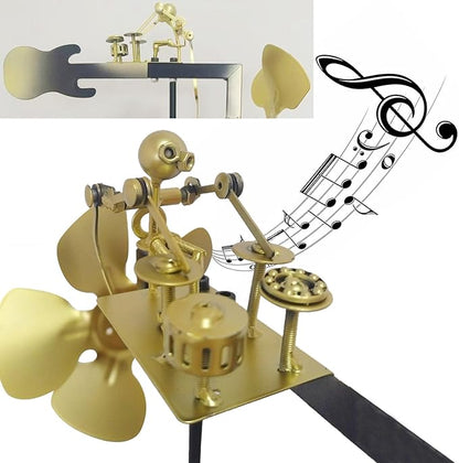 Handmade Metal Drummer Windmill – Wind-Powered Yard Art Sculpture, Garden Decor for Lawn, Patio, or Courtyard – Outdoor Percussionist Figurine Gift（Drummer-B）