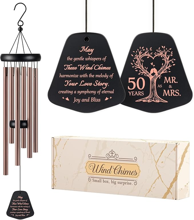 Aurahouse 50th Wedding Anniversary Couple Gifts, 50 Years As Mr Mrs Wind Chimes, Romantic 50th Anniversary Decorations Gifts for Couple Parents Wife Husband Grandparents