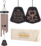 Aurahouse 50th Wedding Anniversary Couple Gifts, 50 Years As Mr Mrs Wind Chimes, Romantic 50th Anniversary Decorations Gifts for Couple Parents Wife Husband Grandparents