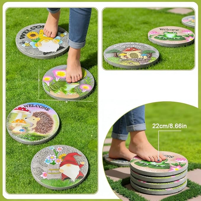 GZHERVICES Stepping Stone Ornaments for Courtyard Decor, Garden Landscape Stepping Stones and Lawn Walkway Pads, Decorative Garden Stones and Patio Path Pavers(Multi-Colored-E)