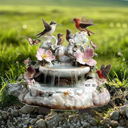Hummingbird Flowing Water Garden Stake Decor, Butterfly Acrylic 2D Garden Decoration,Sculptures Ornament Garden Accessories for Outdoor Indoor Yard Lawn Pot Plants (Style D)
