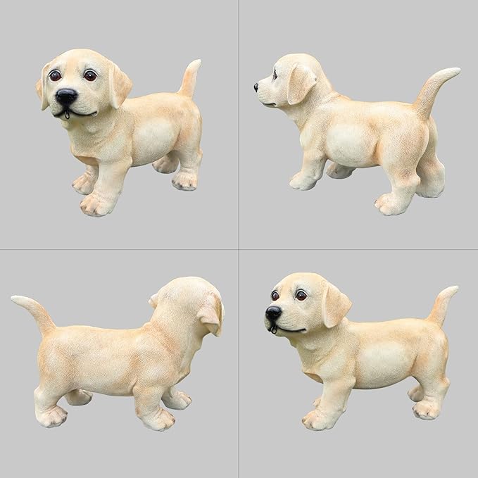 Labrador Retriever Puppy Statue, Standing Cream Dog Figurine for Outdoor/Indoor Garden Yard Patio Lawn Decor, Cute Realistic Puppy Ornament for Porch Pathway, Dog Lover Gift