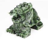 Dragon Turtle Jade Statue - Natural 4inch Gemstone Sculpture for Home Decor, Feng Shui Carved Figurine Outdoor Garden Decorative