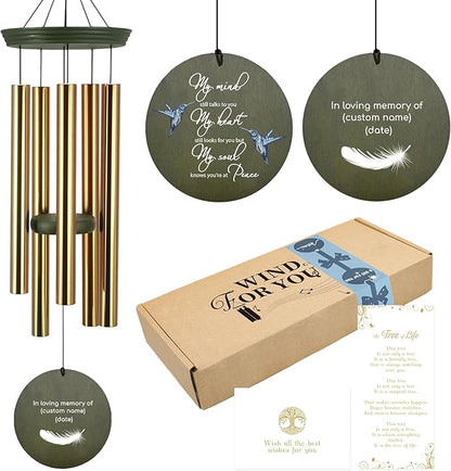 ASTARIN Memorial Angel 36" Wind Chimes, Personalized Name Sympathy Wind Chime, in Memory of Loss Mom Loved One, Large Deep Tone Bereavement Windchimes for Clearance(Produced in USA)