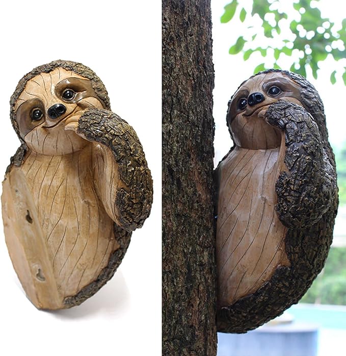 Garden Peeker Sculpture, Resin Garden Sculpture Ornament Tree Peeker Statue for Outdoor Decor Hand Painted Animal Figure for Yard Lawn Indoor Home Decoration
