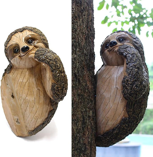 Garden Peeker Sculpture, Resin Garden Sculpture Ornament Tree Peeker Statue for Outdoor Decor Hand Painted Animal Figure for Yard Lawn Indoor Home Decoration
