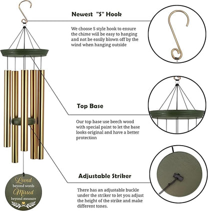 ASTARIN Memorial Angel 36" Wind Chimes, Personalized Name Sympathy Wind Chime, in Memory of Loss Mom Loved One, Large Deep Tone Bereavement Windchimes for Outside Clearance(Produced in USA)