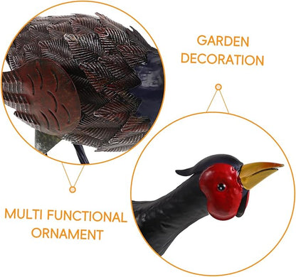 SUPVOX Vivid Pheasant Figurine Lifelike Outdoor Ornament Iron Garden Statue for Landscape