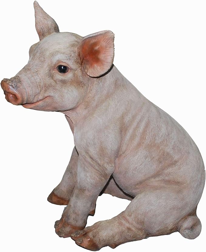 HI-LINE Sitting Pig Outdoor Garden Statue - 18"