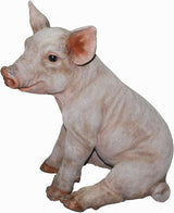 HI-LINE Sitting Pig Outdoor Garden Statue - 18"
