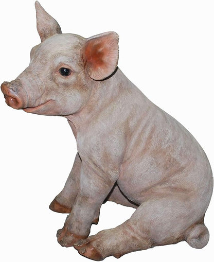 HI-LINE Sitting Pig Outdoor Garden Statue - 18"
