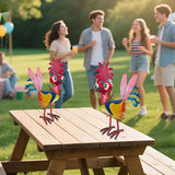 7.9" Garden Rooster Statues Sculpture, Metal Rooster Statues, Outdoor Animal Statue, Chicken Ornaments Yard Art for Backyard Patio Lawn Decorations (Blue)