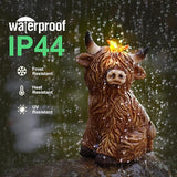 Solar Garden Statue Highland Cow Figurine – Outdoor Decoration with Butterfly for Garden Yard Lawn Home Decor Outside : Unique Gifts for Mom Grandma