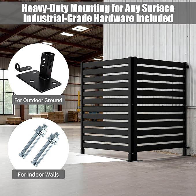38" W x 48" H Outdoor Privacy Fence Panels, Wrought Iron Privacy Screen for Backyard & Patio - Also as Air Conditioner Cover, Pool Equipment & Trash Can Enclosure