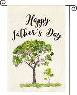 AVOIN Happy Father's Day Watercolor Tree Garden Flag Vertical Double Sided, Holiday Party Flag Yard Outdoor Decoration 12.5 x 18 Inch
