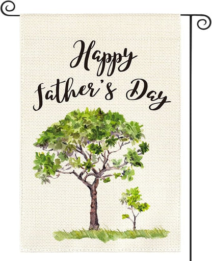 AVOIN Happy Father's Day Watercolor Tree Garden Flag Vertical Double Sided, Holiday Party Flag Yard Outdoor Decoration 12.5 x 18 Inch