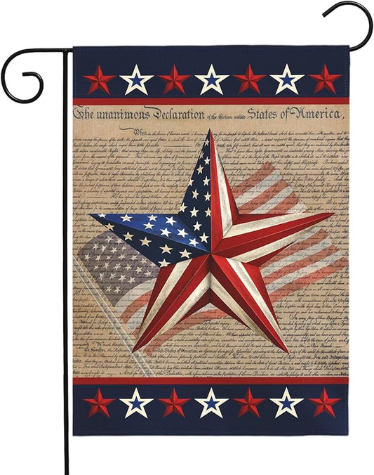 Patriotic Garden Flag American Star Freedom Independence Day Theme Yard Flags Lawn Porch July Fourth 4th of July Memorial Day House Banners Double Side Home Decoration 12x18 Inch